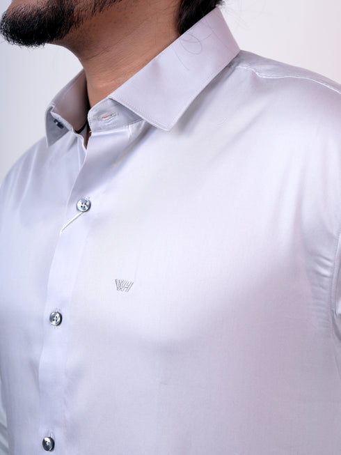 Grey Spread Collar Formal Shirt