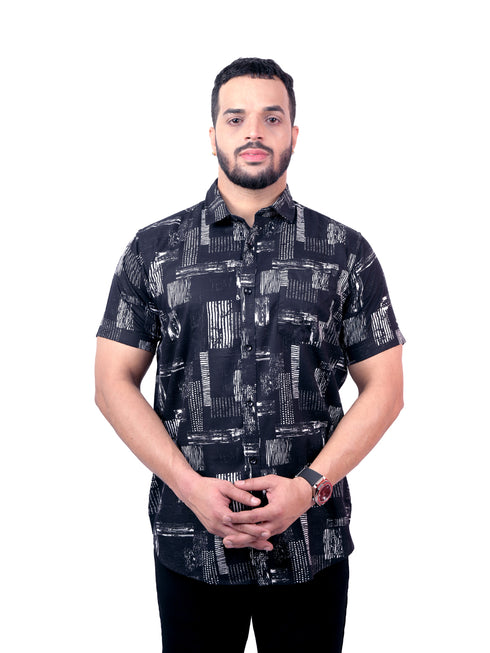 Men Black & White Printed Shirt