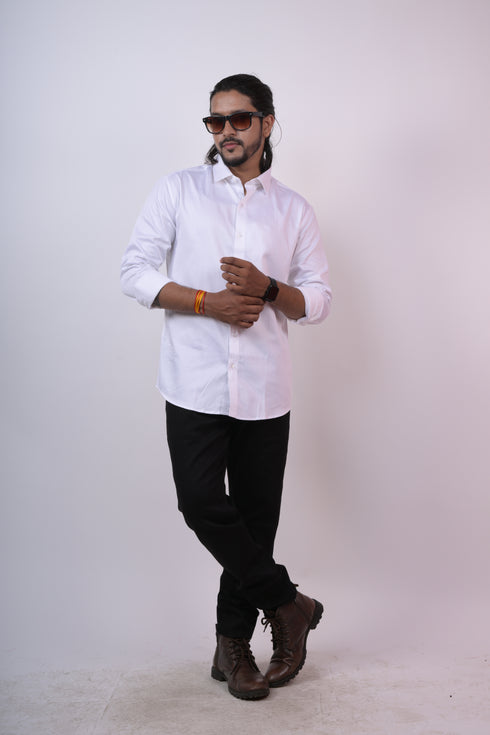 Men white solid sustainable formal shirt