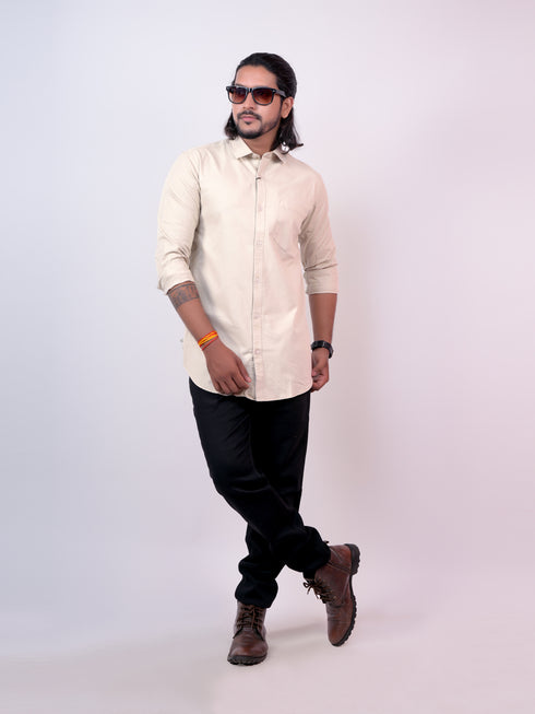 Beige Solid Full Shirt