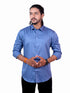Men Solid Blue Polyester Shirt