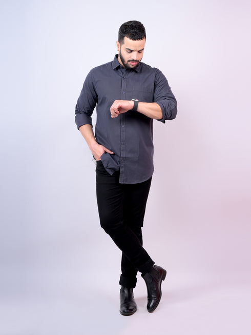 Pontiac Dark Grey Cotton Shirt
