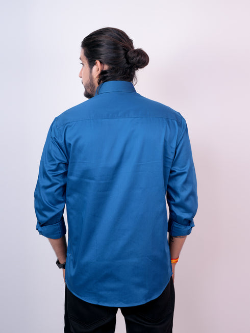 Men Teal Blue Sustainabe formal Shirt