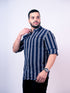 Pontiac Navy Striped Casual Shirt