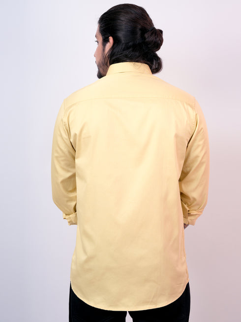Golden Solid Formal Full Shirt