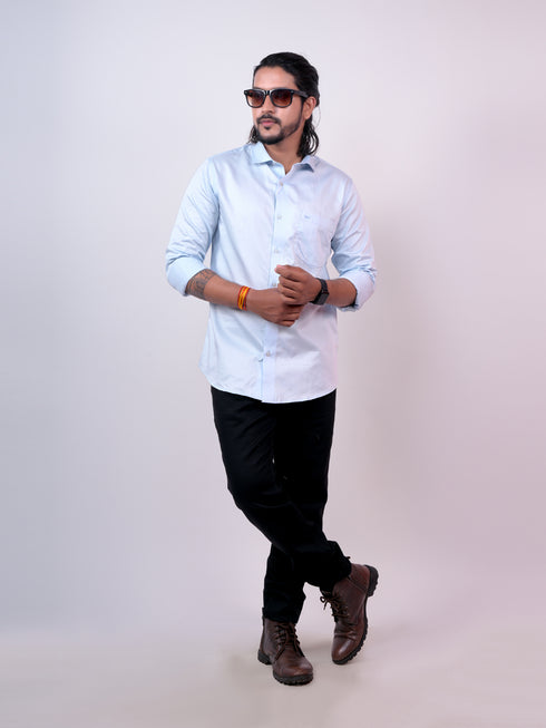 Men Light Blue Solid Formal Shirt