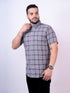 Grey Checkered Half Shirt