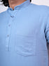 Men Blue Woven Design Kurta