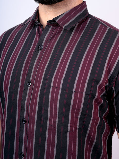 Black & Red Striped Cotton Shirt