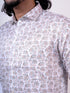 Men White Floral Printed Full Shirt