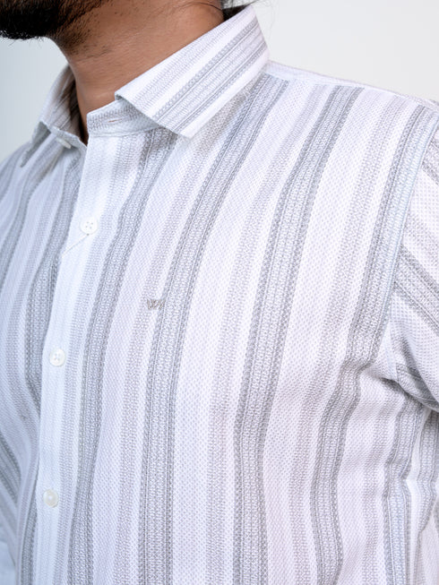 Men White Stripped Sustainable Full Shirt