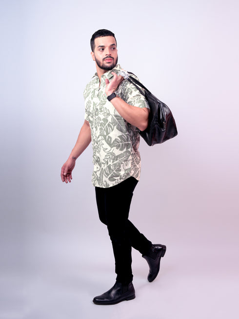 Pontiac Floral Printed Green Shirt