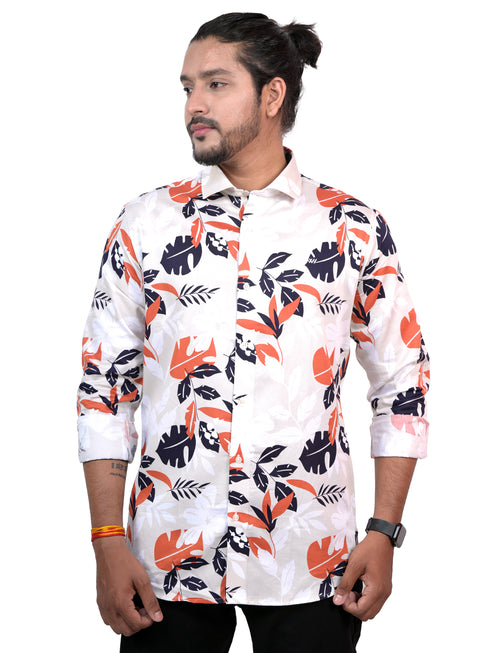 Men Cream Printed Full Shirt