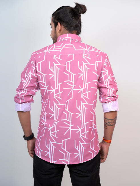 Men Pink Printed Full Shirt