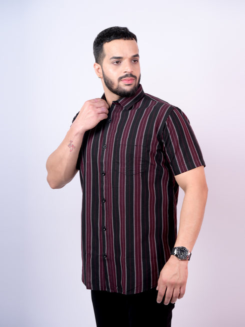 Black & Red Striped Cotton Shirt