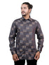 Men Dark Grey Printed Full Shirt