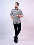 Pontiac Grey Checkered Cotton Shirt