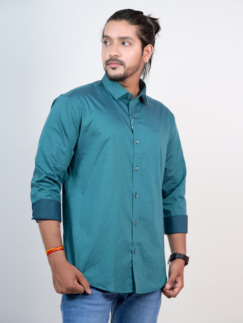 Men Teal Blue Formal Shirt