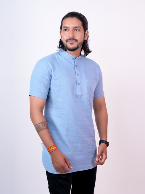 Men Blue Woven Design Kurta