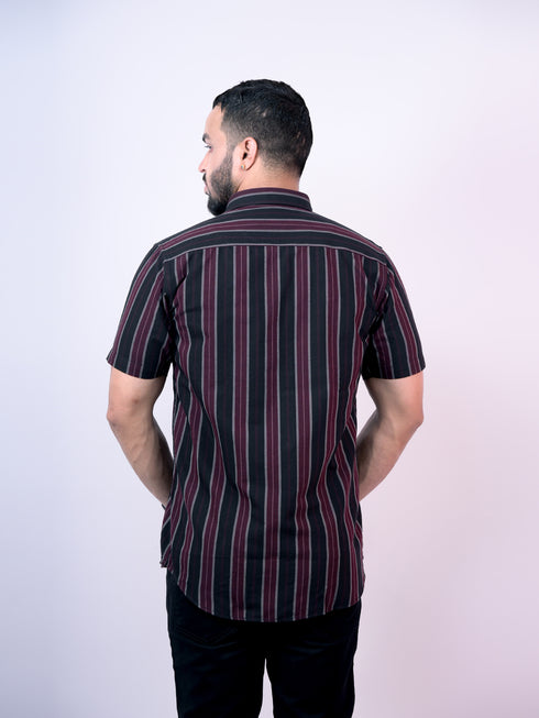 Black & Red Striped Cotton Shirt