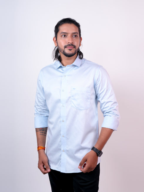 Men Light Blue Solid Formal Shirt