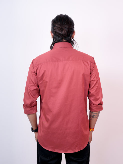 Men Red Polyester Formal Shirt