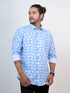Men Sky Blue Floral Printed Full Shirt