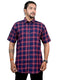 Men Navy Checked Casual Half Shirt