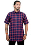 Men Navy Checked Casual Half Shirt
