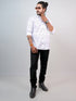 Men White Geometric Pinted Formal Shirt