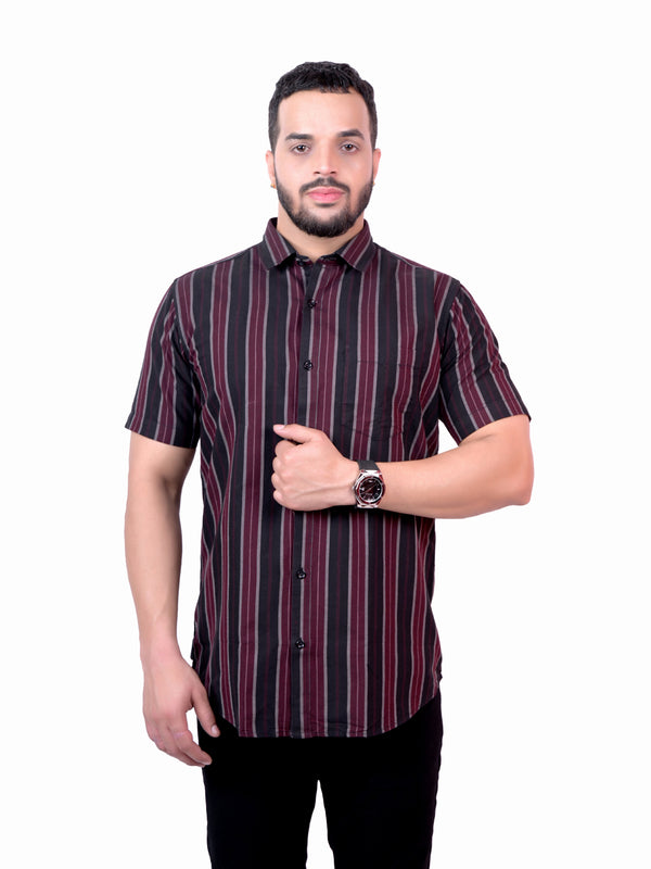 Black & Red Striped Cotton Shirt