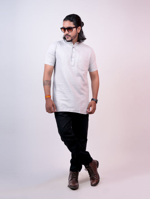Men Grey Slim Fit Kurta