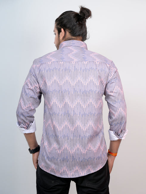 Men Peach Striped Full Shirt