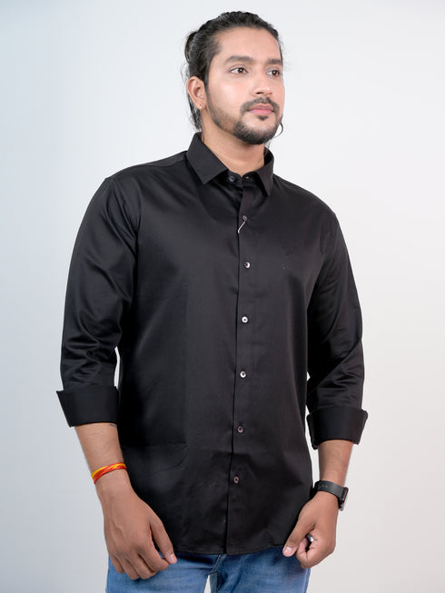 Men Solid Black Formal Shirt