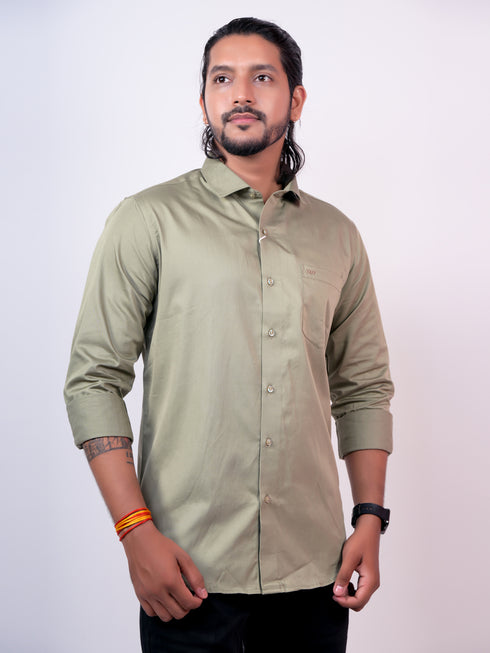 Men Olive Sustainable Formal Shirt