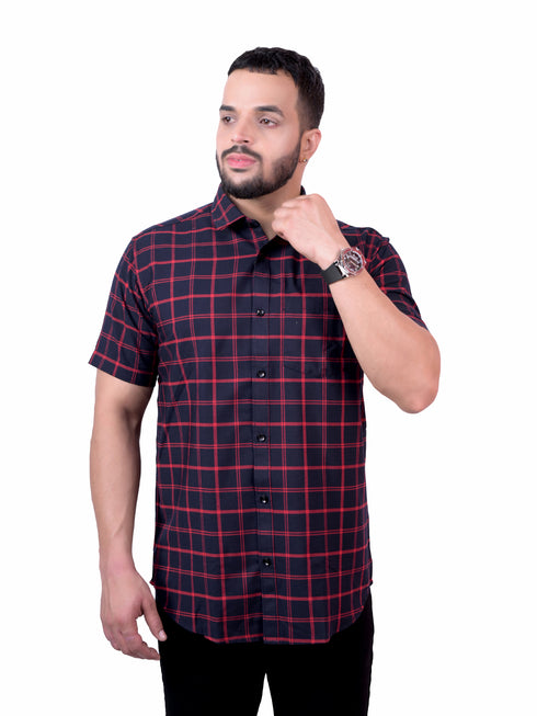Pontiac Black Checkered Half Shirt