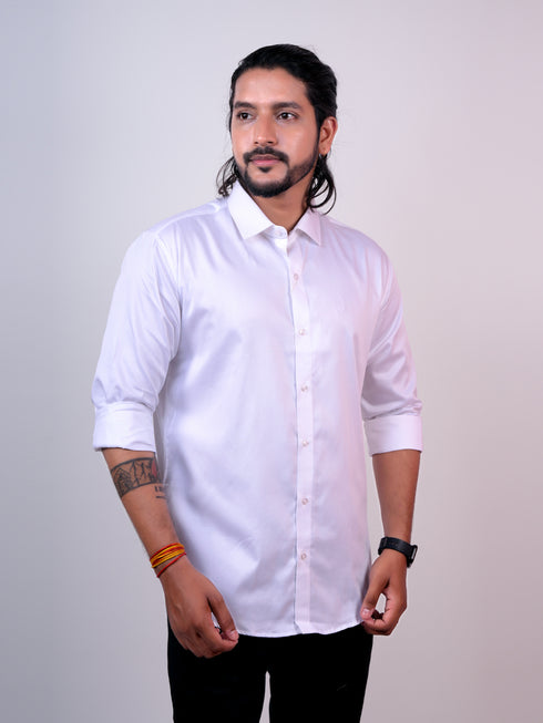Men White Regular Fit Formal Shirt