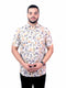 Pontiac White Printed Cotton Half Shirt