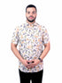Pontiac White Printed Cotton Half Shirt