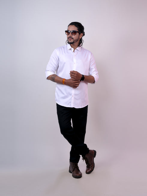 Men White Regular Fit Formal Shirt