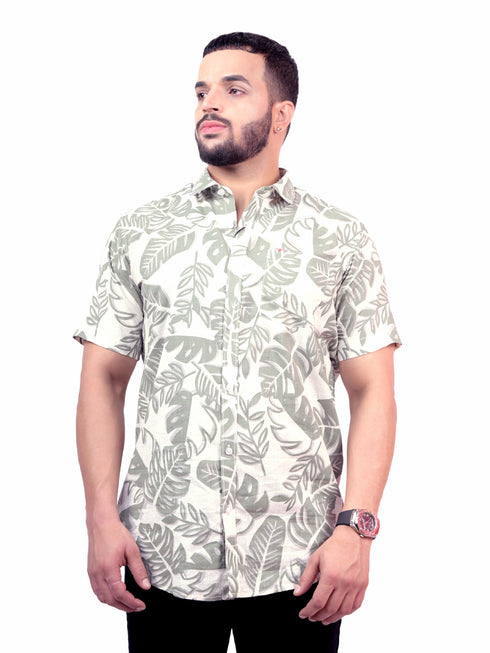 Pontiac Floral Printed Green Shirt