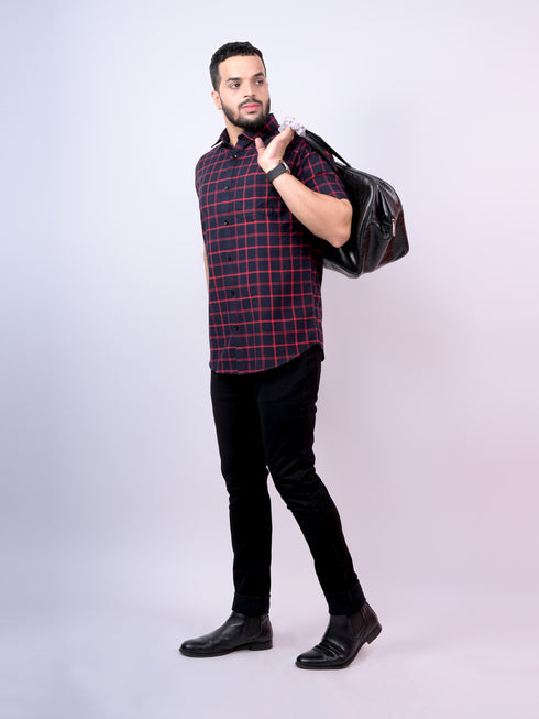 Pontiac Black Checkered Half Shirt