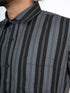 Men Black Striped Casual Half Shirt