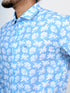 Men Sky Blue Floral Printed Full Shirt