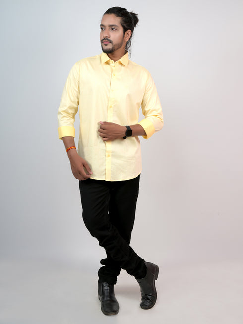 Men Yellow Formal Full Shirt