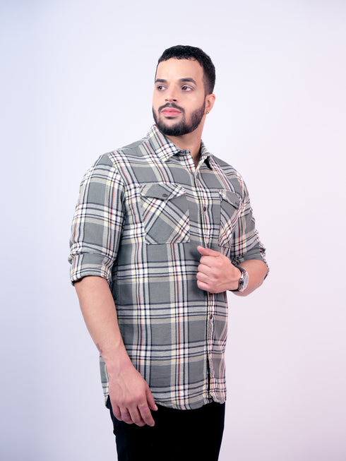 Pontiac Green Checkered Cotton Shirt