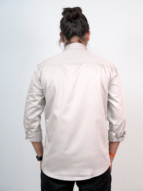 Men Light Grey Formal Full Shirt