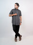 Men Black Striped Casual Half Shirt
