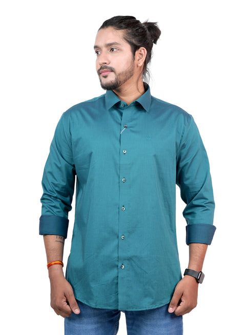 Men Teal Blue Formal Shirt