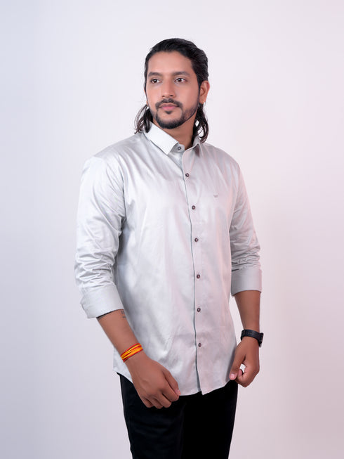 Light Grey Spread Collar Formal Shirt
